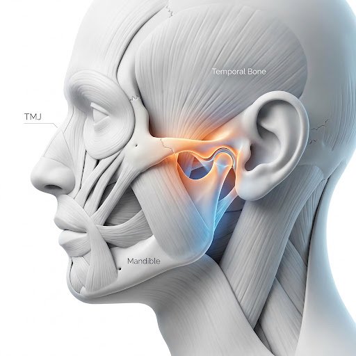 Ilustração da articulação temporomandibular